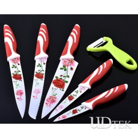 6pcs per set stainless steel coated kitchen chef knife UDTEK3004